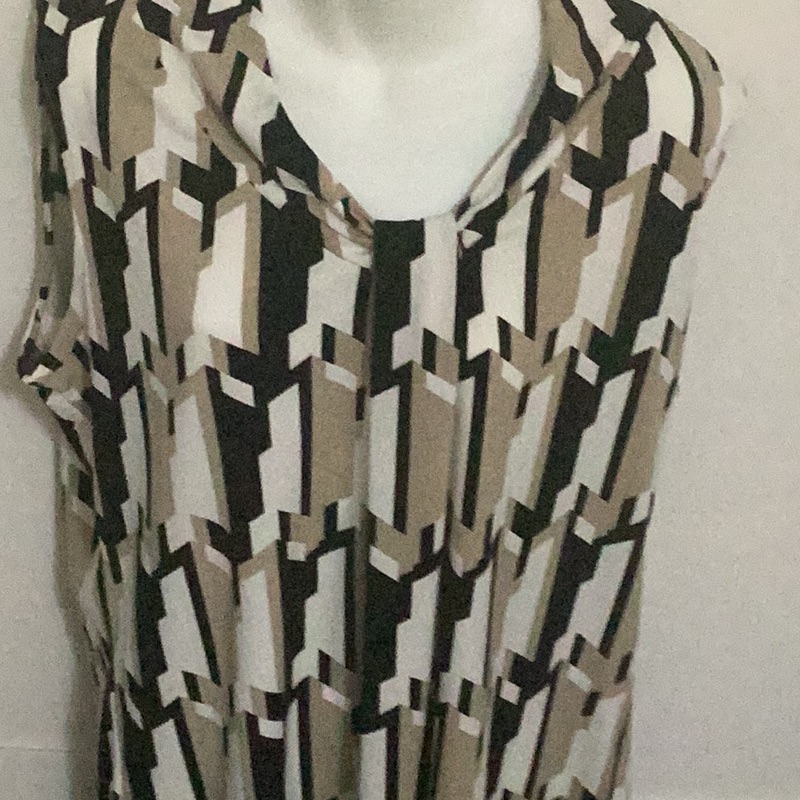 Dana Buchman Geometric Black And Brown Top Size Xl